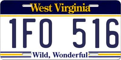 WV license plate 1FO516