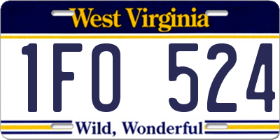 WV license plate 1FO524