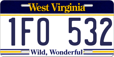 WV license plate 1FO532