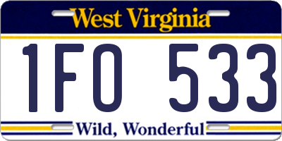WV license plate 1FO533
