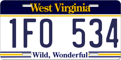 WV license plate 1FO534