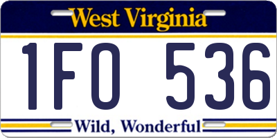 WV license plate 1FO536