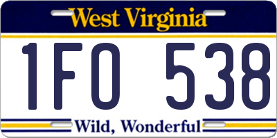 WV license plate 1FO538