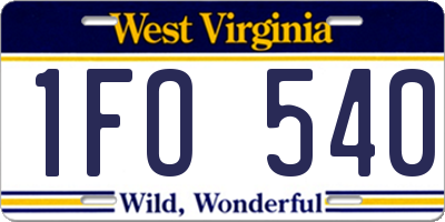 WV license plate 1FO540
