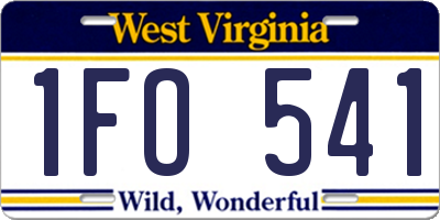WV license plate 1FO541
