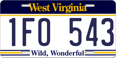 WV license plate 1FO543