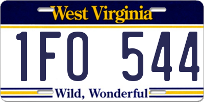 WV license plate 1FO544