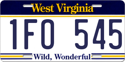 WV license plate 1FO545