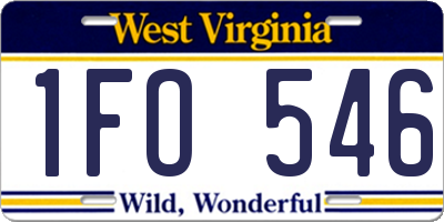 WV license plate 1FO546