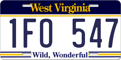 WV license plate 1FO547