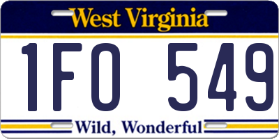 WV license plate 1FO549