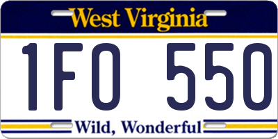 WV license plate 1FO550