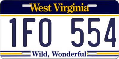 WV license plate 1FO554