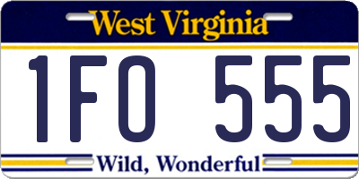 WV license plate 1FO555