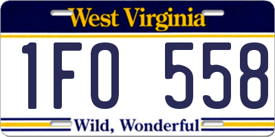 WV license plate 1FO558