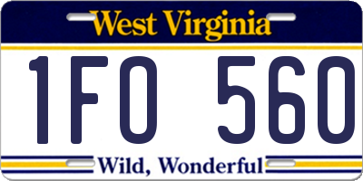 WV license plate 1FO560