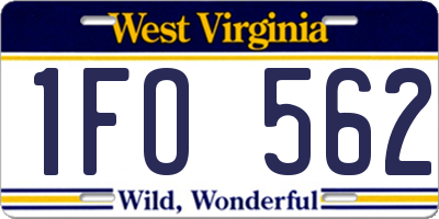 WV license plate 1FO562