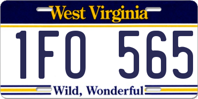 WV license plate 1FO565