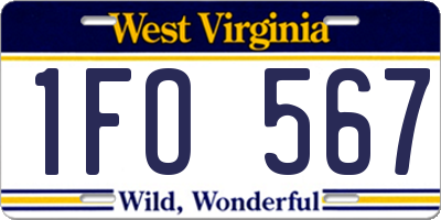 WV license plate 1FO567