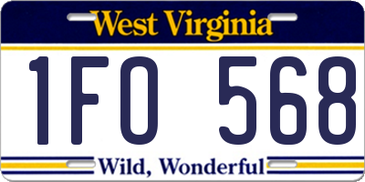 WV license plate 1FO568