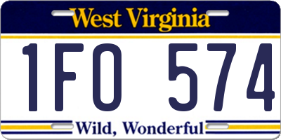 WV license plate 1FO574