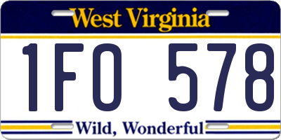 WV license plate 1FO578