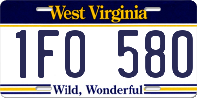WV license plate 1FO580