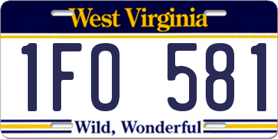 WV license plate 1FO581