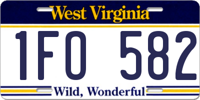 WV license plate 1FO582