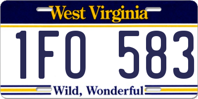 WV license plate 1FO583
