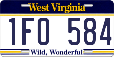WV license plate 1FO584