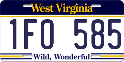 WV license plate 1FO585