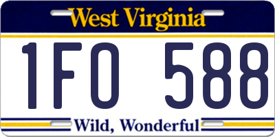 WV license plate 1FO588