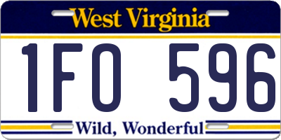 WV license plate 1FO596