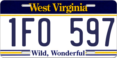 WV license plate 1FO597
