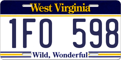WV license plate 1FO598