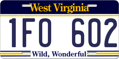 WV license plate 1FO602