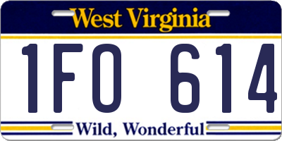WV license plate 1FO614