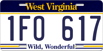 WV license plate 1FO617