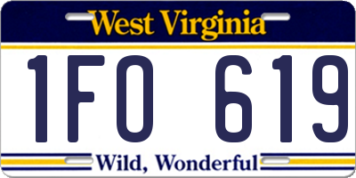 WV license plate 1FO619