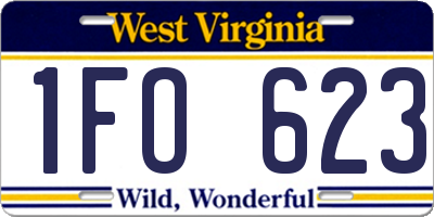 WV license plate 1FO623