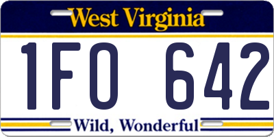 WV license plate 1FO642