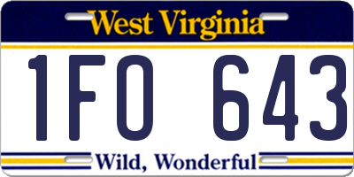 WV license plate 1FO643