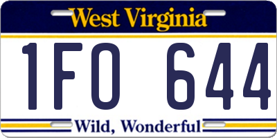 WV license plate 1FO644