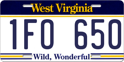 WV license plate 1FO650