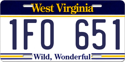 WV license plate 1FO651