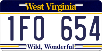 WV license plate 1FO654