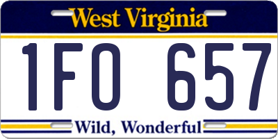 WV license plate 1FO657