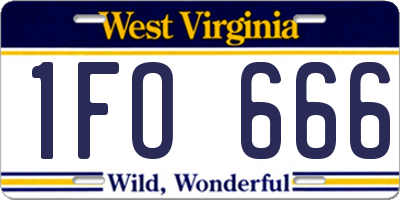 WV license plate 1FO666