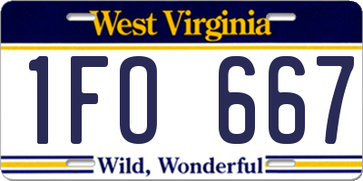 WV license plate 1FO667
